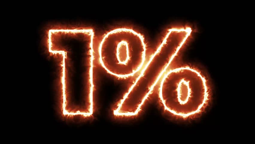 One percent number fire burning animation for discount	