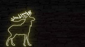 Sweet moose slightly moving illuminated 3d illustration retro neon signs on dark brick wall, 10s 4k video animation, add your own text, use for invitations, marketing, advertisement, adorable - Powered by Shutterstock - Get 15% off with code: PIKWIZARD15