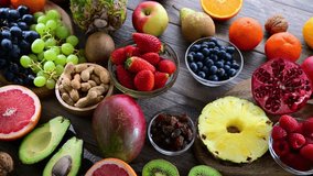 Food products representing the fruitarian diet. Fruitarianism - Powered by Shutterstock - Get 15% off with code: PIKWIZARD15