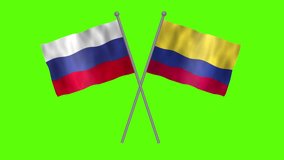 Flag of Colombia and Russia, Cross table flag of Colombia and Russia on Green screen chroma key, Colombia and Russia 3D Animation flag waving in the wind isolated on Green Background. 
 - Powered by Shutterstock - Get 15% off with code: PIKWIZARD15