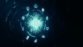 Futuristic AI concept with glowing brain circuitry and data network icons representing artificial intelligence and technology systems. - Powered by Shutterstock - Get 15% off with code: PIKWIZARD15