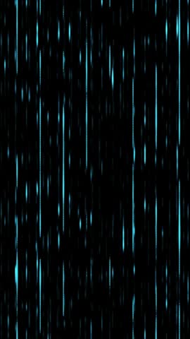 Vertical blue light streaks falling like digital rain on a black background. Futuristic motion for cyberpunk and tech-style visuals