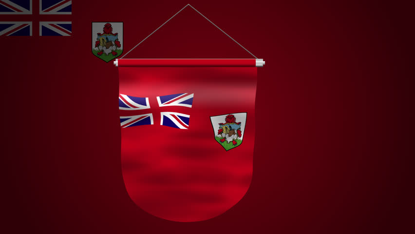 4K motion graphics of Bermuda’s red ensign flag with shield and Union Jack.
