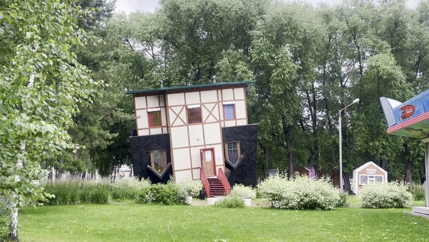 Upside Down House – Unusual Attraction in Amusement Park