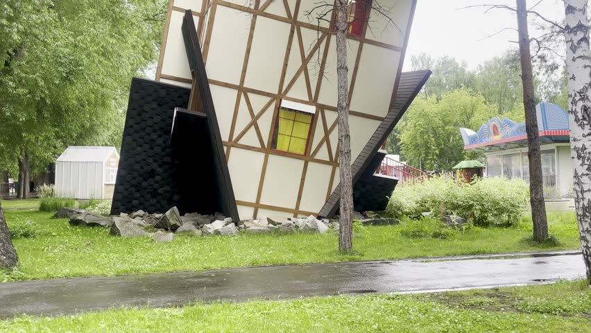 Upside Down House – Unusual Attraction in Amusement Park