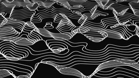 Seamless loop animation of white contour lines forming abstract terrain on black background. Topographic map style, perfect for tech, digital, or science-related projects. - Powered by Shutterstock - Get 15% off with code: PIKWIZARD15