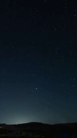 Vertical Shot May Sky Star Trails of Polaris North Star Above Red Rock Canyon Astrophotography Night Sky Time Lapse in California USA