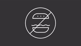 No junk food white line animation. Avoid unhealthy eating habit animated icon. Restriction from overeating and weight gain. Healthcare. Isolated element on dark background. Alpha transparent video - Powered by Shutterstock - Get 15% off with code: PIKWIZARD15