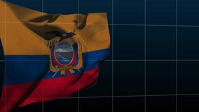 On start Ecuadorian flag on grid waving as data charts rising showing economic trends. Digital, analytics, infographic, virtual, financial, data, futuristic - Powered by Shutterstock - Get 15% off with code: PIKWIZARD15