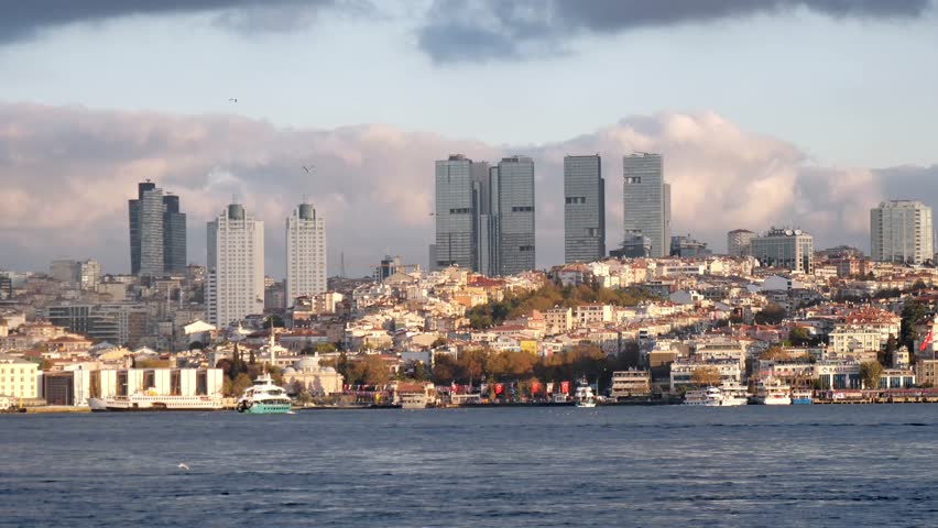 turkey istanbul 29 july 2024 Stunning view of Istanbul skyline with boats on the water