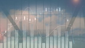 Bars emerging causing candlesticks flashing and line graph tracing waves, highlighting trends. Analytics, visualization, modern, technology, finance, data, digital - Powered by Shutterstock - Get 15% off with code: PIKWIZARD15