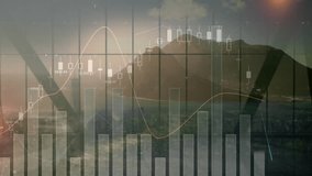 On load bars rising with candles appearing, scrolling trend line over grid window showing trends. Financial, analytics, modern, investment, data visualization, technology, business - Powered by Shutterstock - Get 15% off with code: PIKWIZARD15