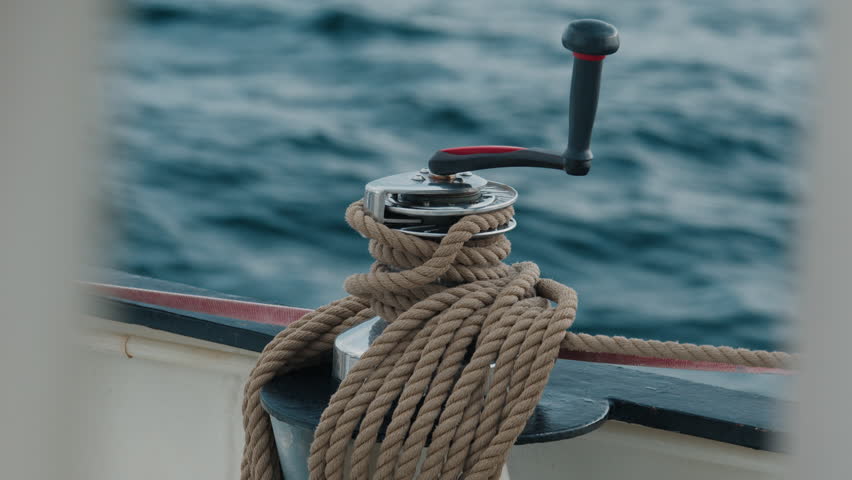 Details of the sailing boat moving in the sea