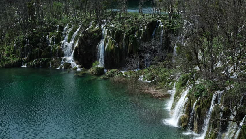 Many Small Waterfalls in Plitvice Lakes National Park, Croatia