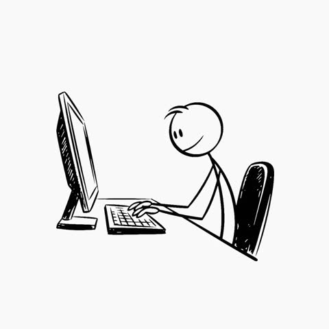 Stickman Sketch Handwriting Style - Working Typing