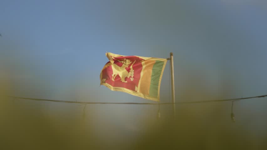 A flag os Sri lanka flying in the wind