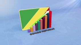 Congo Republic Economic Growth 3D Chart with Flag and Rising Green Arrow Representing Developing Country Concept - Powered by Shutterstock - Get 15% off with code: PIKWIZARD15
