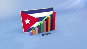 Cuba Economic Growth 3D Chart with Flag and Rising Green Arrow Representing Developing Country Concept - Powered by Shutterstock - Get 15% off with code: PIKWIZARD15