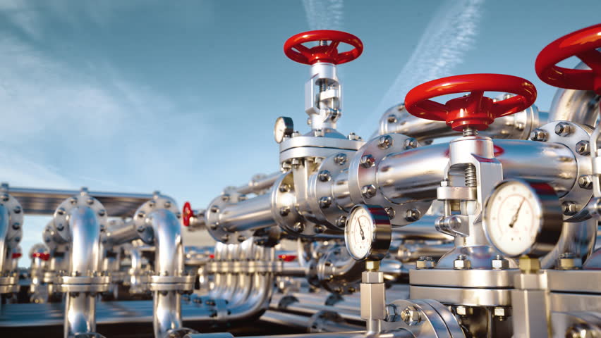 Oil and gas industrial pipelines of refinery plant or petrochemical industry. 3D Illustration