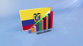Ecuador Economic Growth 3D Chart with Flag and Rising Green Arrow Representing Developing Country Concept - Powered by Shutterstock - Get 15% off with code: PIKWIZARD15