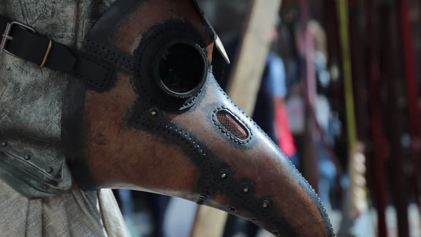a historical plague mask and top hat, suitable for medieval or Victorian era themed images.