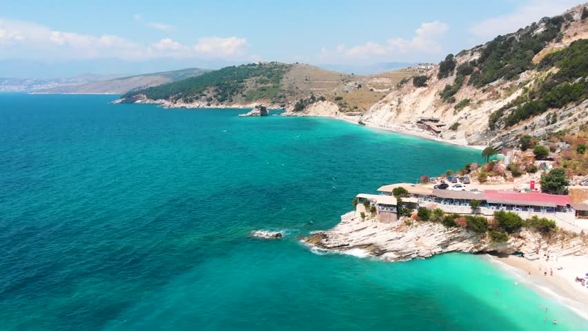 Ionian Sea, Pulebardha beach Saranda, Albania, most beautifully beach, crystal clear sea