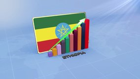 Ethiopia Economic Growth 3D Chart with Flag and Rising Green Arrow Representing Developing Country Concept - Powered by Shutterstock - Get 15% off with code: PIKWIZARD15