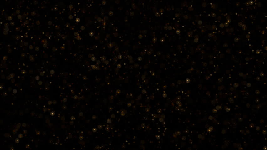 Abstract animation loop glow gold stars dust particles moving on black background. 4K 3D seamless looping gold bokeh particles dust fly in the air.