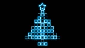 Christmas Tree Made of Falling Glowing Blocks – Futuristic Retro Pixel Style Animation - Powered by Shutterstock - Get 15% off with code: PIKWIZARD15