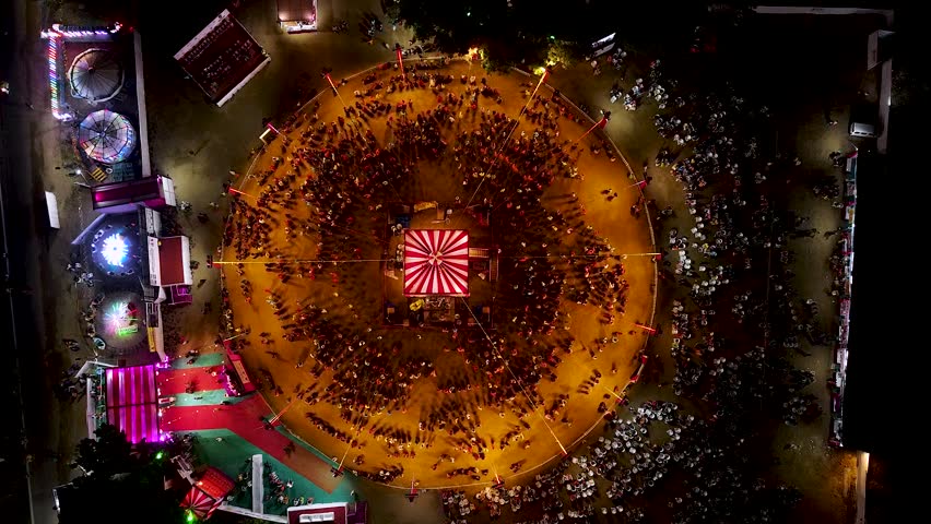 Drone shot of Navratri festival. Navratri is an Indian Festival and It spans over nine nights. crowd in round shape