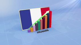 France Economic Growth 3D Chart with Flag and Rising Green Arrow Representing Developing Country Concept - Powered by Shutterstock - Get 15% off with code: PIKWIZARD15