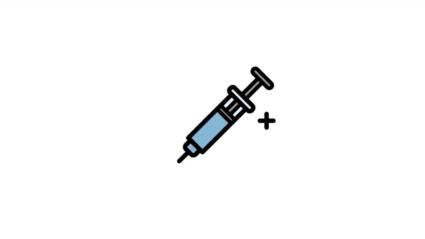 Syringe and vial icon for injection and immunization animation. 4k video 