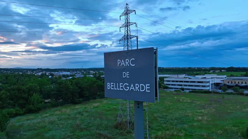 Aerial view of Parc de Bellegarde office area at sunset with cityscape