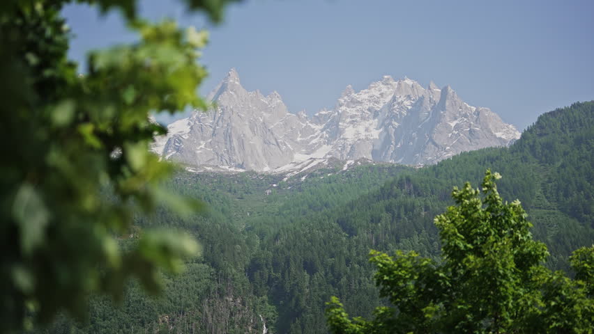 Mont Blanc Massif Mountain In The French Alps- Summer Time
