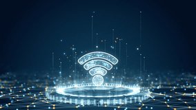 Motion graphic of Wifi signal digital animation with glowing tech lines - Powered by Shutterstock - Get 15% off with code: PIKWIZARD15