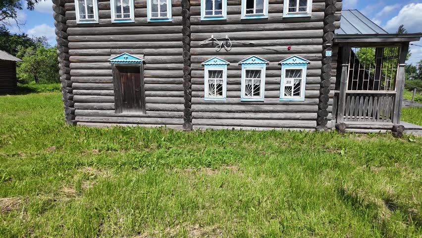 Old rustic wooden houses on a sunny day