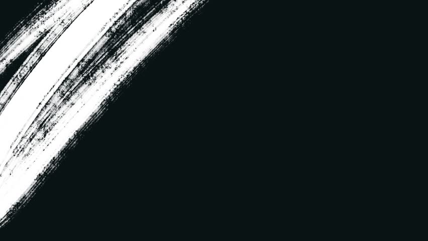White grunge stroke on a black background animation, 4K, video, intro, transition,copyspace, abstract texture animation, black and white, looped