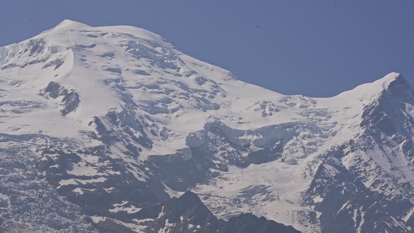 Close Up Snowy Mont Blanc Massive Mountain of French Alps