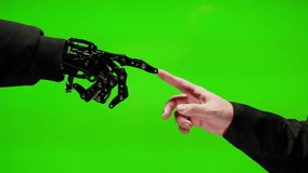 Human and robot handshake, Artificial intelligence AI Design Creation hands, man with mechanical arm touch, future concept.  - Powered by Shutterstock - Get 15% off with code: PIKWIZARD15