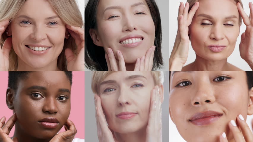 Diverse women enjoying beauty treatments in a self-care collage