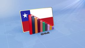 Chile Flag on 3D Bar Graph with Downward Red Arrow Economic Crisis Concept - Powered by Shutterstock - Get 15% off with code: PIKWIZARD15