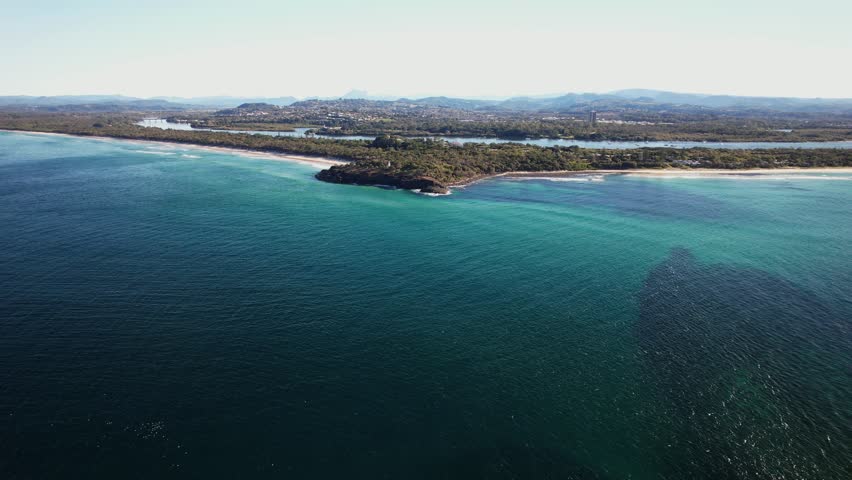 Tasman Sea And Fingal Head In NSW, Australia - Aerial Shot