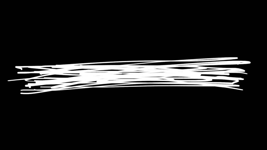 Scribble Animation. Abstract Hand Drawn Doodle on Black Background.  