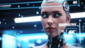 Cinematic visuals of advanced AI and robotics technology in futuristic environments. Includes humanoid robots, holographic interfaces, smart city scenes, and sci-fi labs. Perfect for tech promos, docu - Powered by Shutterstock - Get 15% off with code: PIKWIZARD15