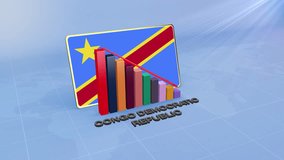 Congo Democratic Republic Flag on 3D Bar Graph with Downward Red Arrow Economic Crisis Concept - Powered by Shutterstock - Get 15% off with code: PIKWIZARD15