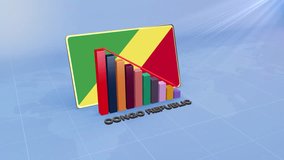 Congo Republic Flag on 3D Bar Graph with Downward Red Arrow Economic Crisis Concept - Powered by Shutterstock - Get 15% off with code: PIKWIZARD15