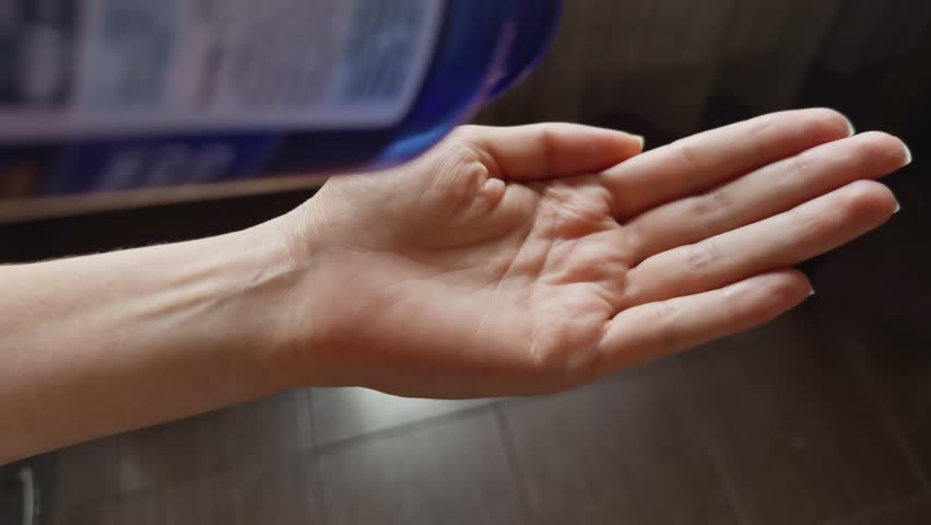 person pouring white supplement tablets from a blue bottle into their hand. Daily health care, vitamin intake, medication or nutritional supplement routine. Sport nutrition supplement 