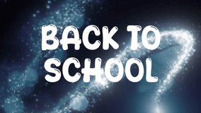 The words Back To School. Banner with the white text Animated illustration on black background for chroma key - Powered by Shutterstock - Get 15% off with code: PIKWIZARD15