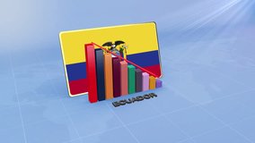 Ecuador Flag on 3D Bar Graph with Downward Red Arrow Economic Crisis Concept - Powered by Shutterstock - Get 15% off with code: PIKWIZARD15