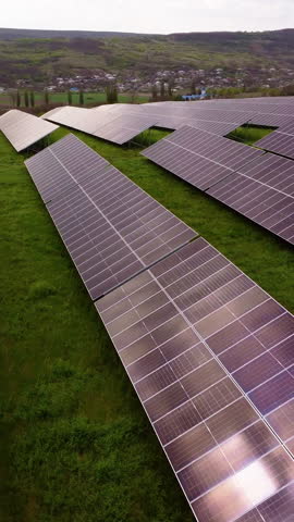 Solar panels transform sunlight into electricity in field